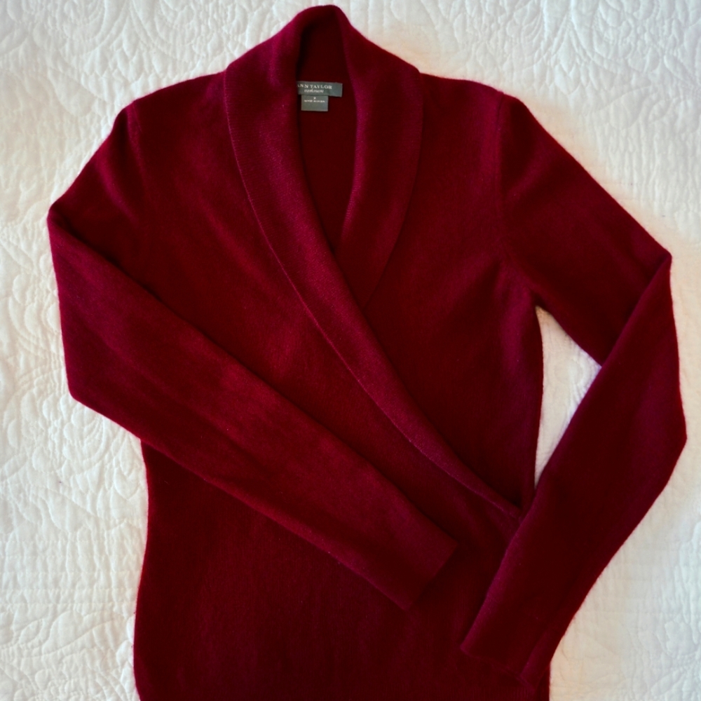 Ann Taylor Deep Red Cowl Neck Sweater